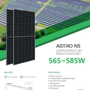 Tấm pin năng lượng mặt trời Astro N5-CHSM72N(DG)/F-BH-580Wp