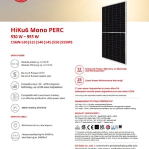 Tấm pin mặt trời Canadian CS6W-555MS